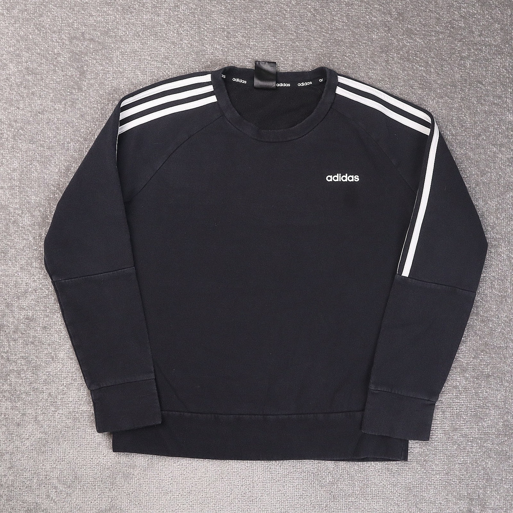 Womens Adidas Logo Medium Black Long Sleeve Pullover Fleece Lined Sweatshirt